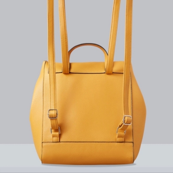 NBW Tahari Women's Knotty Pebbled Faux Leather Backpack, Mustard - Picture 3 of 5